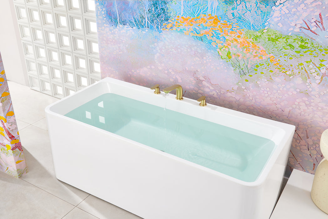 SITGES Classic Bathtub Faucet,2-Handle Brushed Gold Tub Filler,3-Hole Widespread Roman Tub Faucet,High Flow Deck Mount Bath Tub Faucet with Valve Included