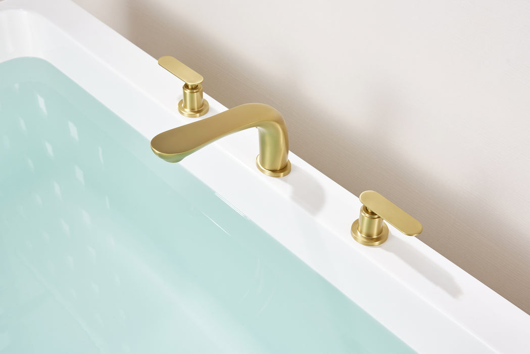 SITGES Classic Bathtub Faucet,2-Handle Brushed Gold Tub Filler,3-Hole Widespread Roman Tub Faucet,High Flow Deck Mount Bath Tub Faucet with Valve Included