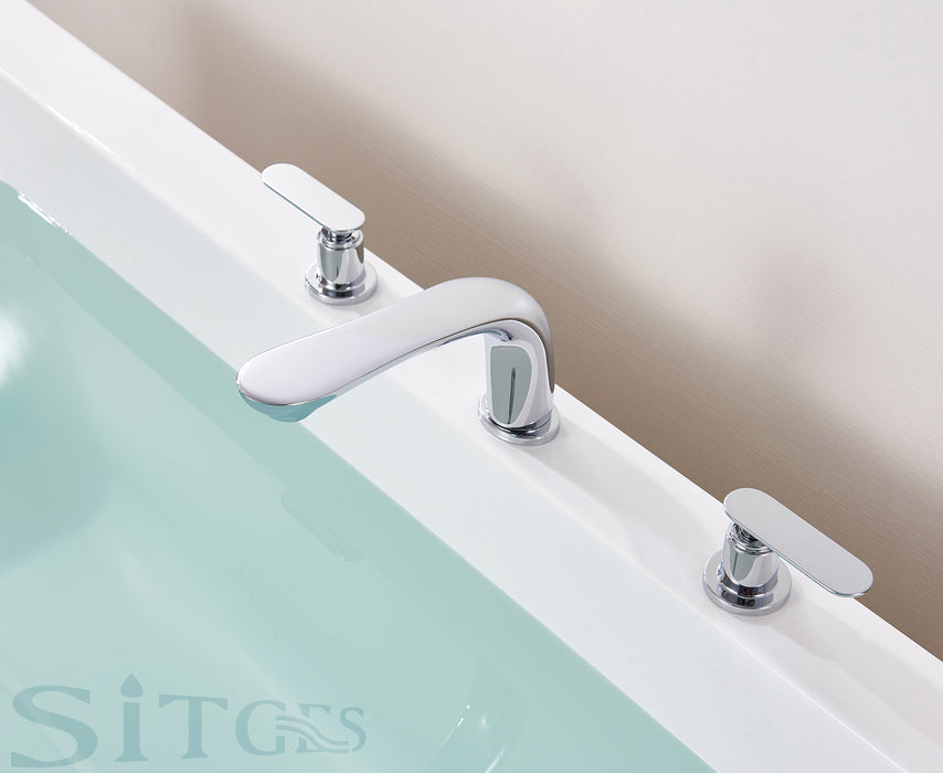 SITGES Classic Bathtub Faucet,2-Handle Chrome Tub Filler,3-Hole Widespread Roman Tub Faucet,High Flow Deck Mount Bath Tub Faucet with Valve Included