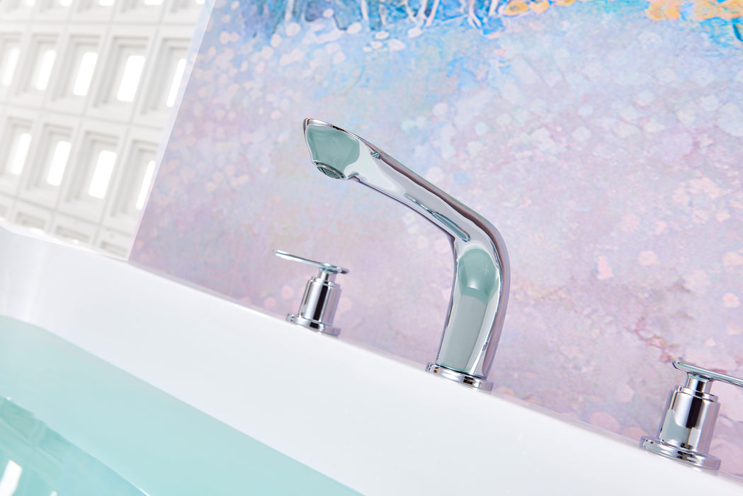 SITGES Classic Bathtub Faucet,2-Handle Chrome Tub Filler,3-Hole Widespread Roman Tub Faucet,High Flow Deck Mount Bath Tub Faucet with Valve Included