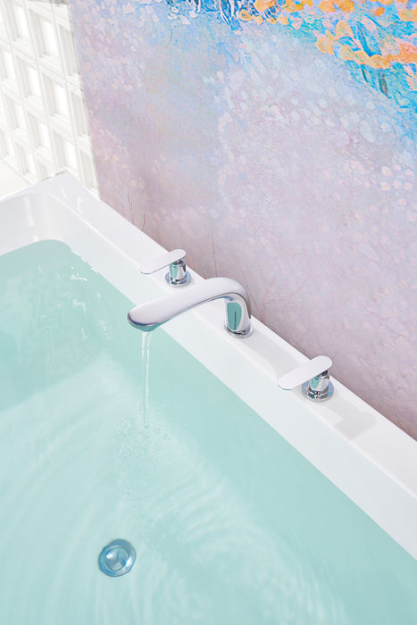 SITGES Classic Bathtub Faucet,2-Handle Chrome Tub Filler,3-Hole Widespread Roman Tub Faucet,High Flow Deck Mount Bath Tub Faucet with Valve Included