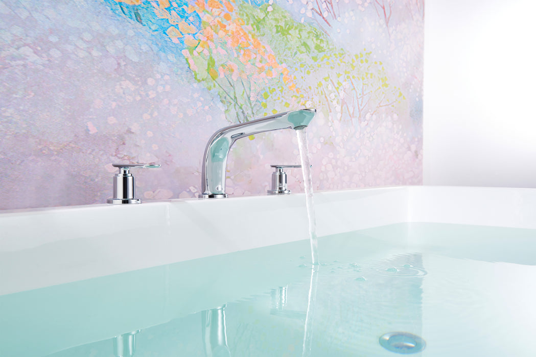 SITGES Classic Bathtub Faucet,2-Handle Chrome Tub Filler,3-Hole Widespread Roman Tub Faucet,High Flow Deck Mount Bath Tub Faucet with Valve Included