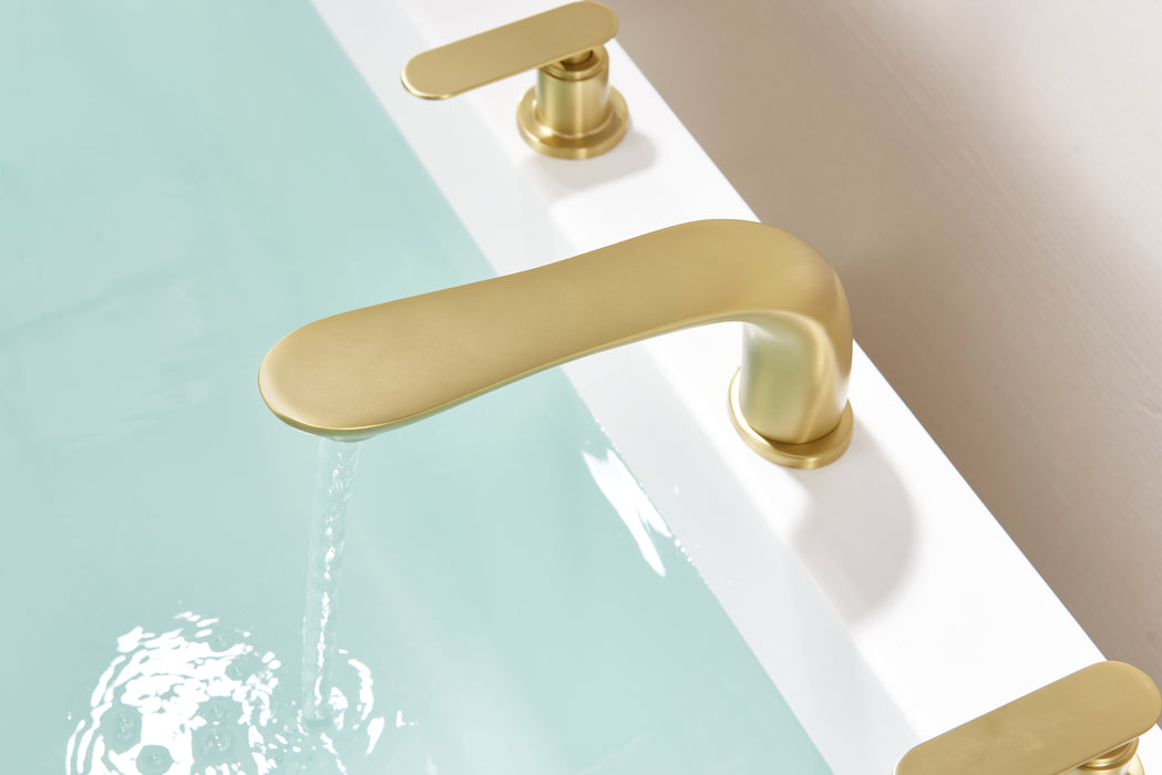 SITGES Classic Bathtub Faucet,2-Handle Brushed Gold Tub Filler,3-Hole Widespread Roman Tub Faucet,High Flow Deck Mount Bath Tub Faucet with Valve Included