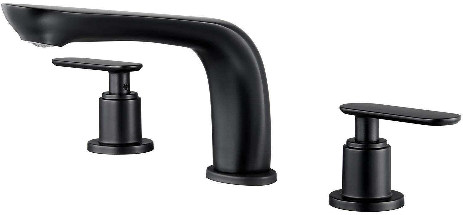 SITGES Classic Bathtub Faucet,2-Handle Matte Black Tub Filler,3-Hole Widespread Roman Tub Faucet,High Flow Deck Mount Bath Tub Faucet with Valve Included