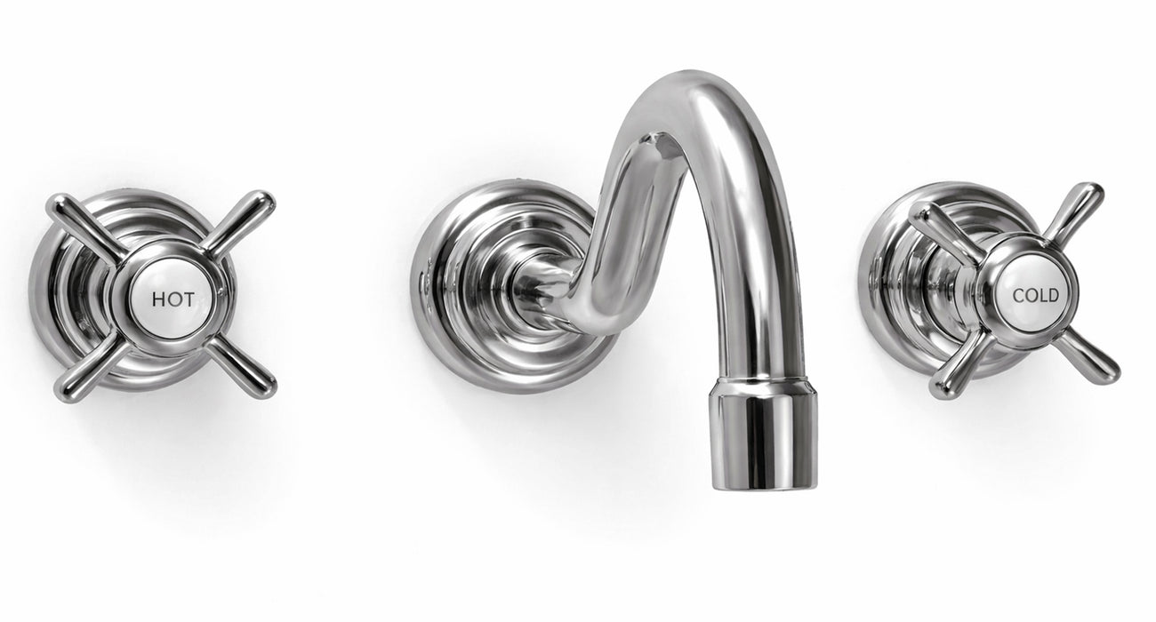 SITGES Antique Wall Faucet,Two Handle Bathroom Sink Wall Mount Faucet with Rough in Valve included,chrome