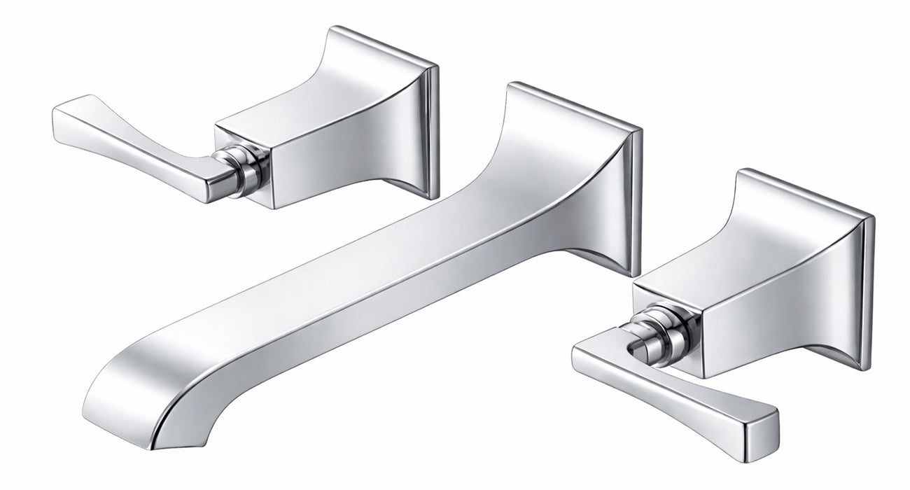 SITGES Bathroom Wall Faucet, Heavy Duty, Brass Constructed Wall Mount Faucet with Metal Lever Handles, Rough in Valve Included, chrome