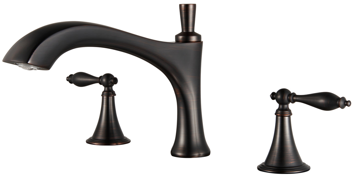 SITGES Antique-Inspired Brass Bathtub Faucet,2-Handle Medium Arc Roman Tub Faucet with Valve,Deck Mount Tub Filler,11-inch Spout,3-Hole Bath Tub Set in Oil Rubbed Bronze,Crafted for Luxury