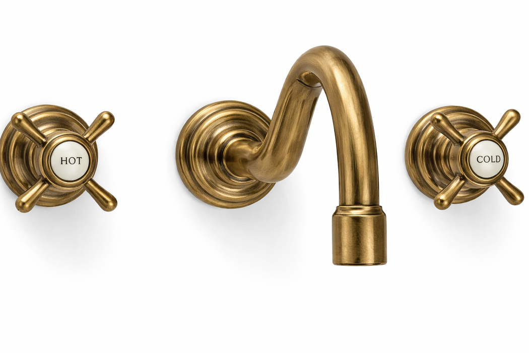 SITGES Antique Wall Faucet,Two Handle Bathroom Sink Wall Mount Faucet with Rough in Valve included,chrome