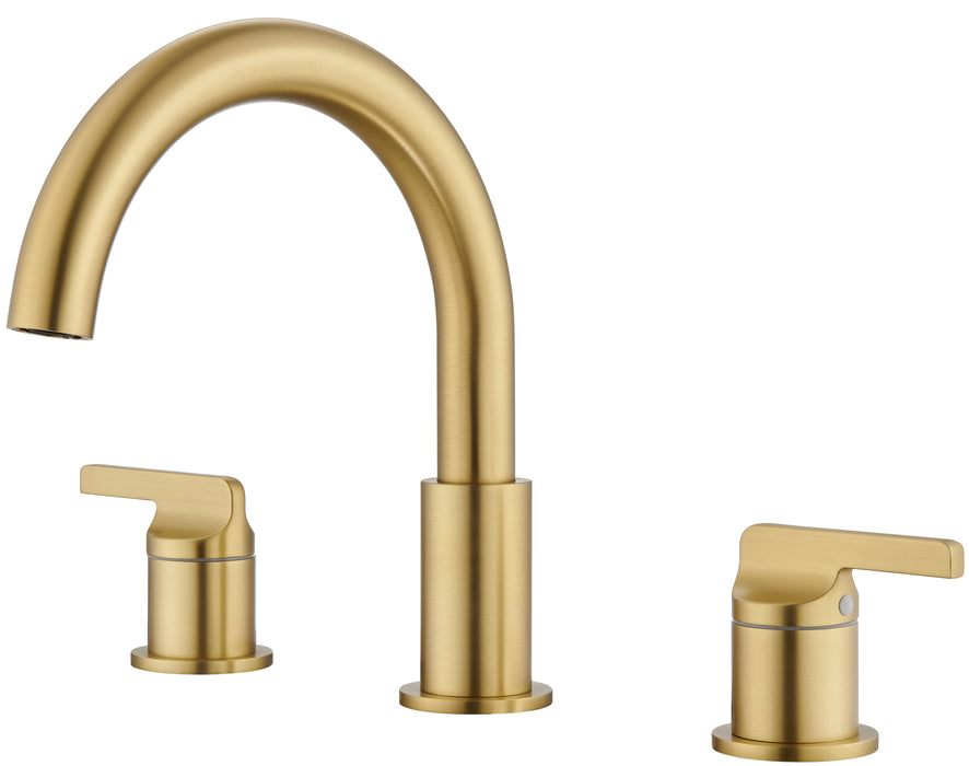 SITGES Brushed Gold High-Arc Bathtub Faucet, Solid Brass,2-Handle Deck Mount Tub Faucet,3-Hole Roman Bath Tub Faucet Set with valve