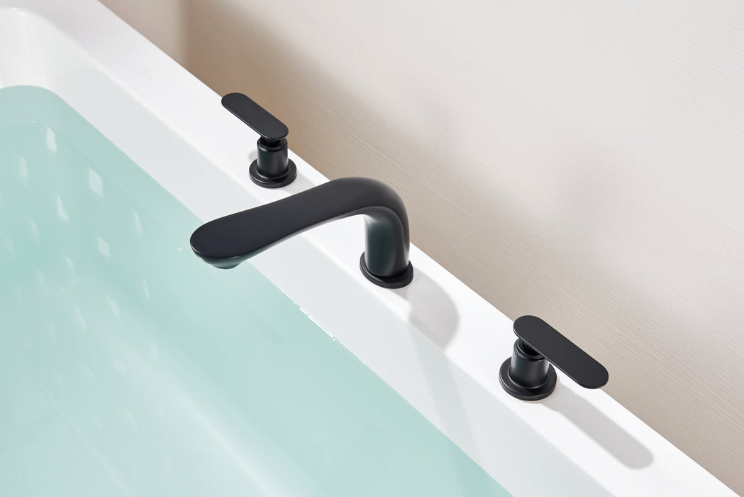 SITGES Classic Bathtub Faucet,2-Handle Matte Black Tub Filler,3-Hole Widespread Roman Tub Faucet,High Flow Deck Mount Bath Tub Faucet with Valve Included