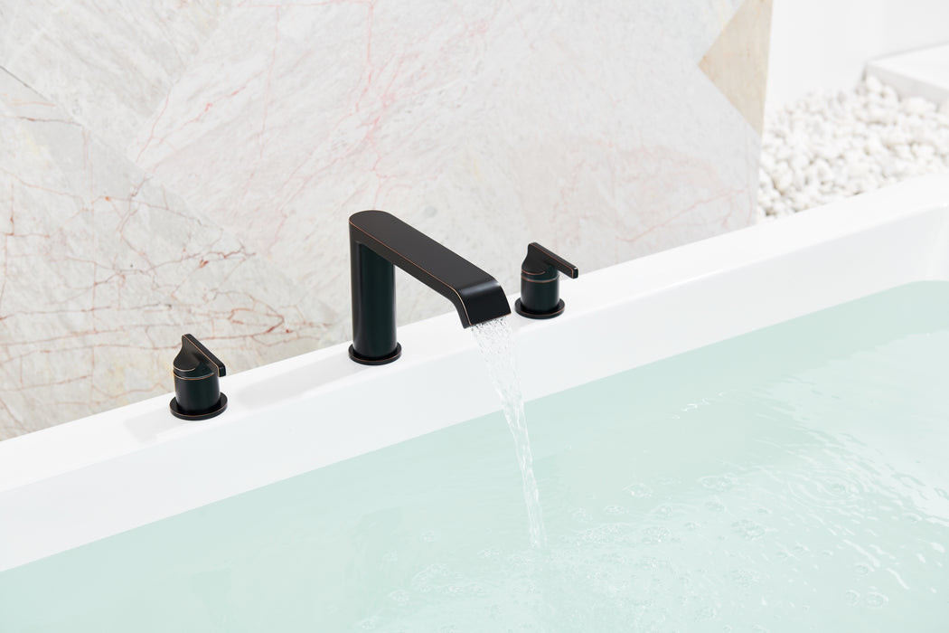 SITGES Oil Rubbed Bronze Heavy-Duty Roman Tub Faucet, Solid Brass High Flow Widespread Bathtub Faucet with Two Lever Handles, Deck Mount Tub Filler with Brass valve, cUPC Certified Water Supply Lines Assembly