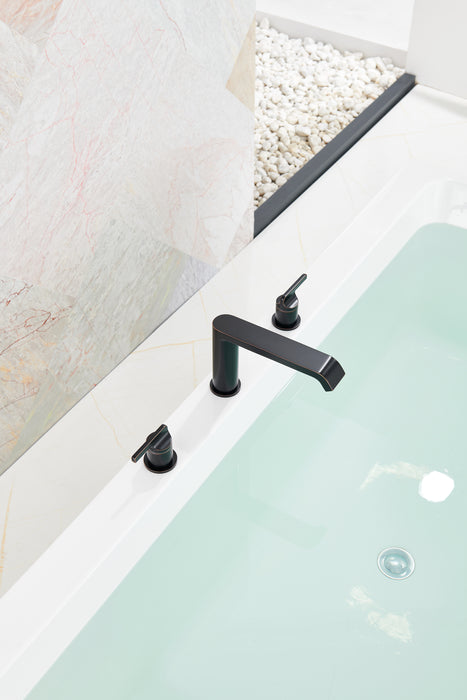 SITGES Oil Rubbed Bronze Heavy-Duty Roman Tub Faucet, Solid Brass High Flow Widespread Bathtub Faucet with Two Lever Handles, Deck Mount Tub Filler with Brass valve, cUPC Certified Water Supply Lines Assembly