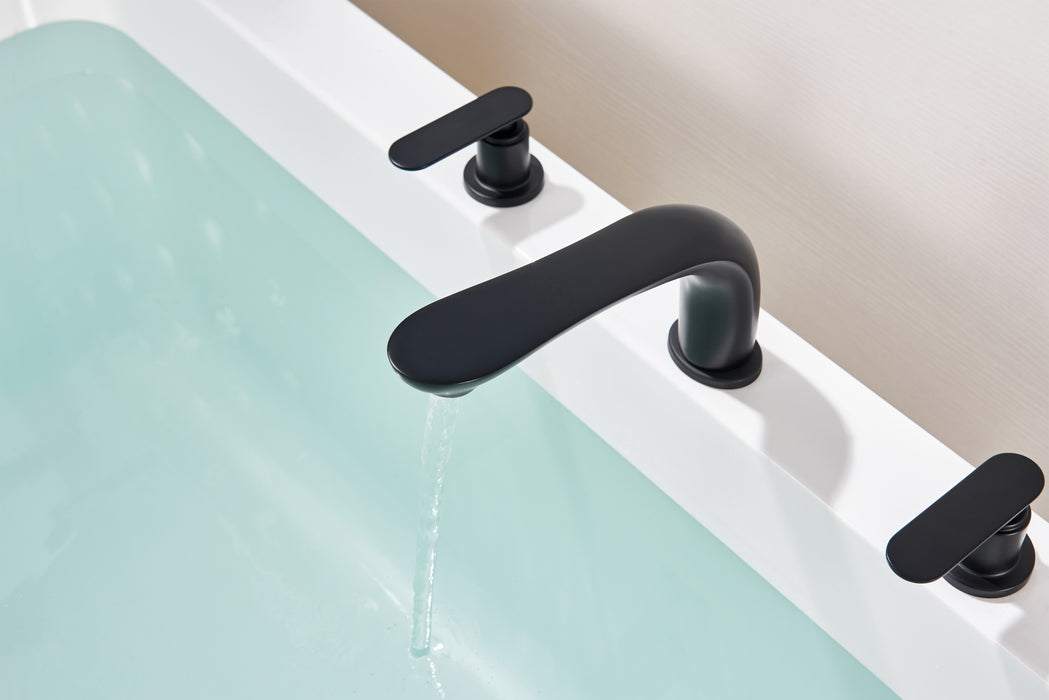 SITGES Classic Bathtub Faucet,2-Handle Matte Black Tub Filler,3-Hole Widespread Roman Tub Faucet,High Flow Deck Mount Bath Tub Faucet with Valve Included