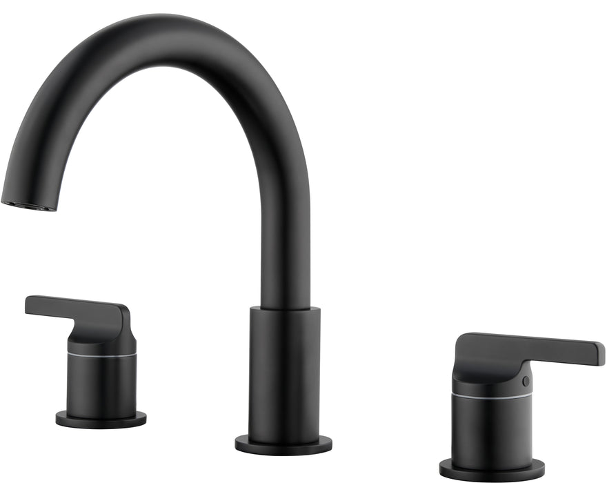 SITGES Matte Black High-Arc Bathtub Faucet, Solid Brass,2-Handle Deck Mount Tub Faucet,3-Hole Roman Bath Tub Faucet Set with valve