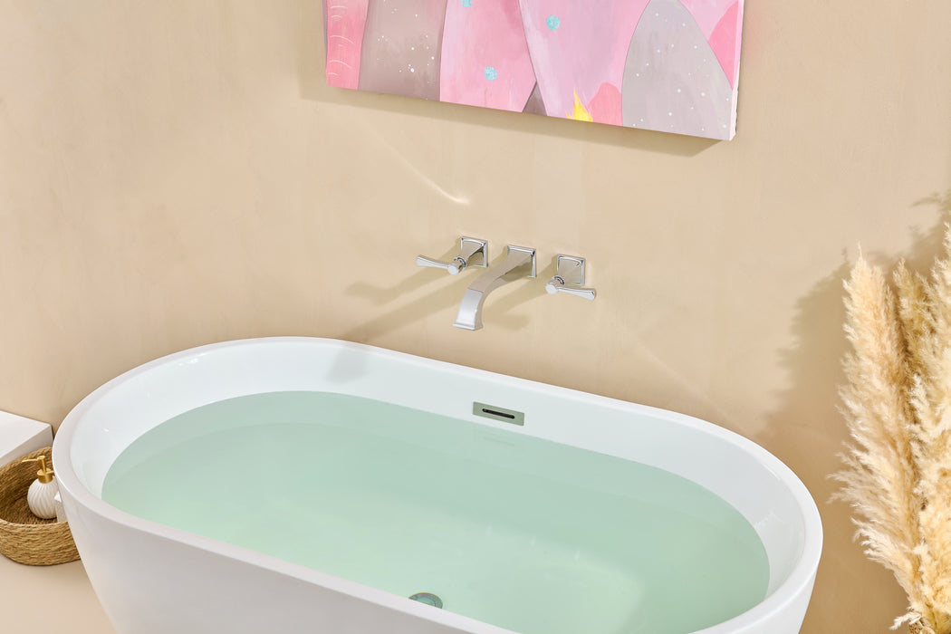 Wall Mount Tub Faucet,Chrome High-Flow 2-Handle Tub Filler,10-Inch Square Spout with Engineered Curves, Solid Brass, Rough-In Valve Included,KOTTISAARI