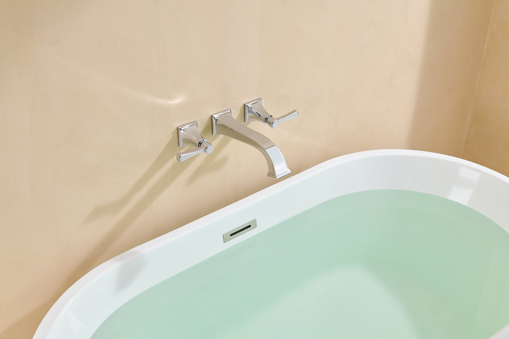 Wall Mount Tub Faucet,Chrome High-Flow 2-Handle Tub Filler,10-Inch Square Spout with Engineered Curves, Solid Brass, Rough-In Valve Included,KOTTISAARI