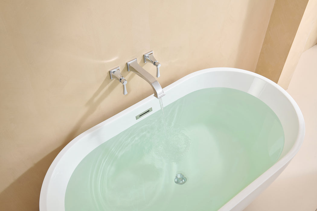 Wall Mount Tub Faucet,Chrome High-Flow 2-Handle Tub Filler,10-Inch Square Spout with Engineered Curves, Solid Brass, Rough-In Valve Included,KOTTISAARI