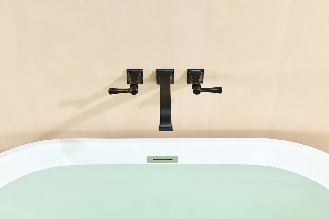 Wall Mount Tub Faucet,Oil Rubbed Bronze High-Flow 2-Handle Tub Filler,10-Inch Square Spout with Engineered Curves, Solid Brass, Rough-In Valve Included,KOTTISAARI