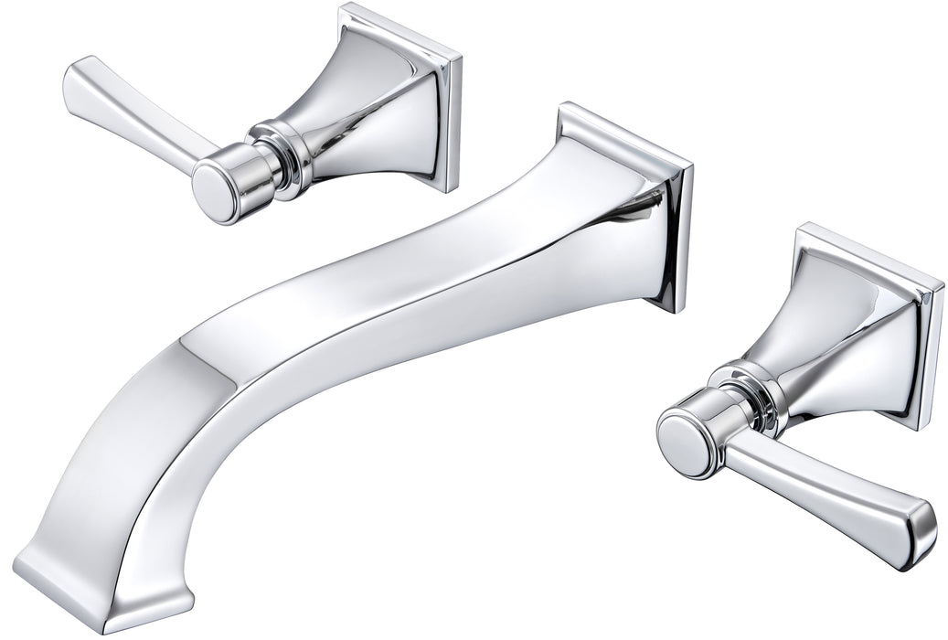 Wall Mount Tub Faucet,Chrome High-Flow 2-Handle Tub Filler,10-Inch Square Spout with Engineered Curves, Solid Brass, Rough-In Valve Included,KOTTISAARI
