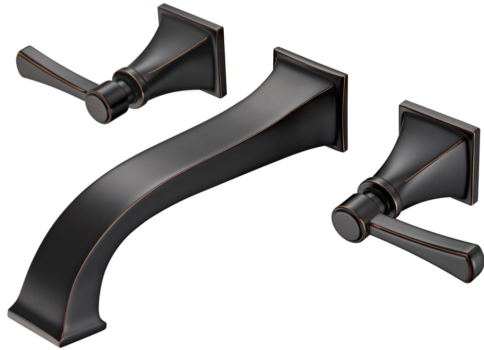 Wall Mount Tub Faucet,Oil Rubbed Bronze High-Flow 2-Handle Tub Filler,10-Inch Square Spout with Engineered Curves, Solid Brass, Rough-In Valve Included,KOTTISAARI