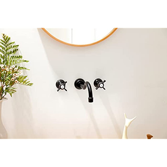 SITGES Antique Wall Faucet,Two Handle Bathroom Sink Wall Mount Faucet with Rough in Valve Included,Oil Rubbed Bronze