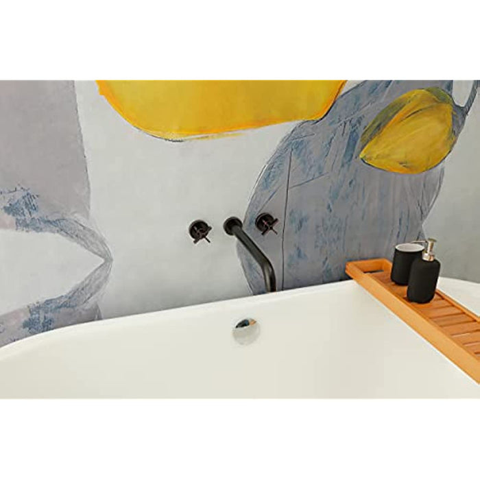 Wall Mount Tub Filler,Two Cross Handle Bathtub Faucet,Extra Long Spout Reach with High Water Flow,Brass Rough in Valve Included,Oil Rubbed Bronze