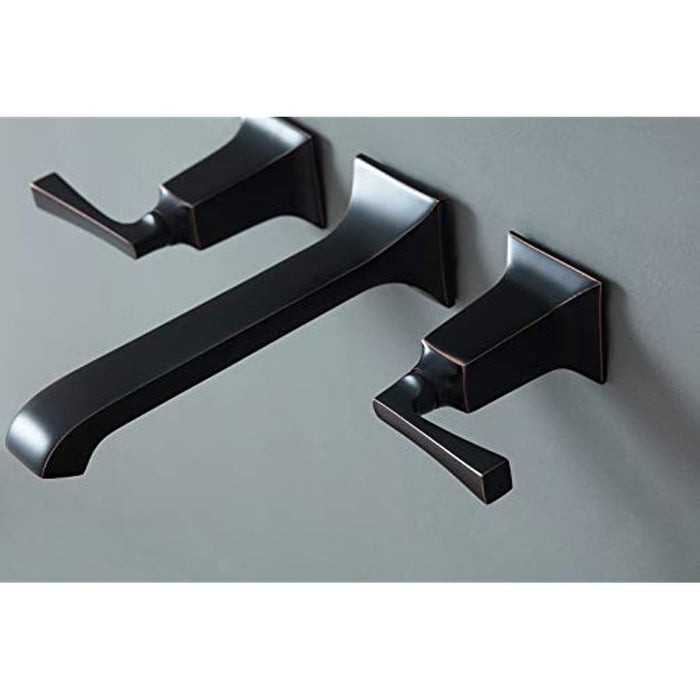 SITGES Bathroom Wall Faucet, Heavy Duty, Brass Constructed Wall Mount Faucet with Metal Lever Handles, Rough in Valve Included (Oil Rubbed Bronze)