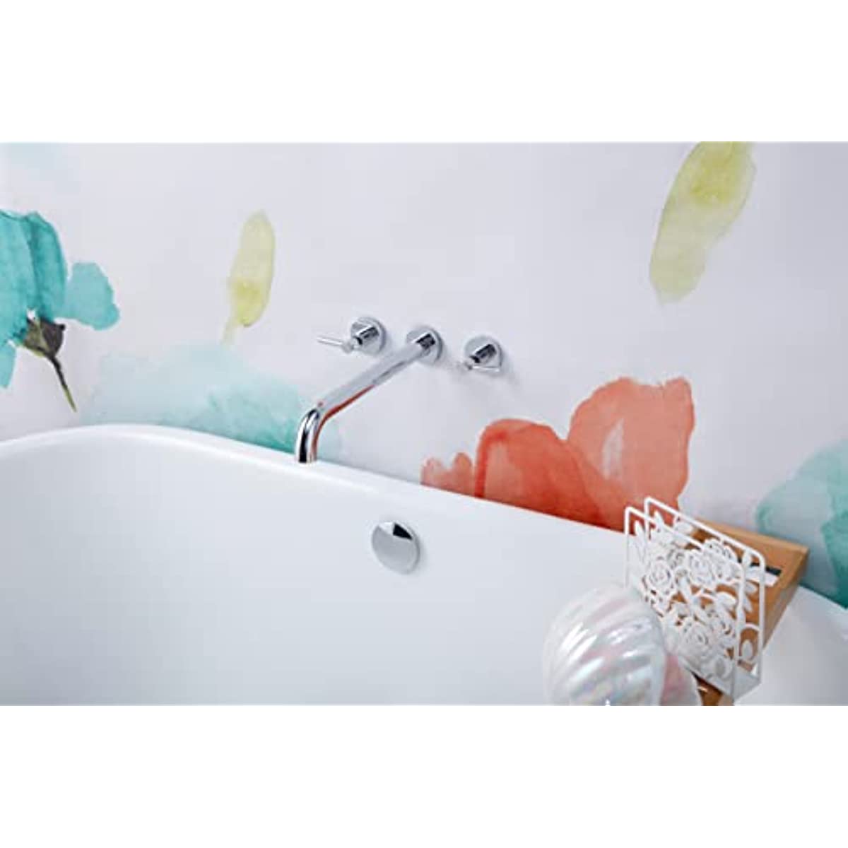 Solid Brass Wall Mount Tub Filler,Two Handle Bathtub Faucet, Extra Long