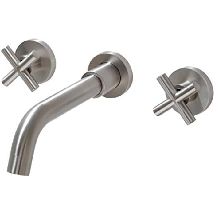 SITGES Brushed Nickel Bathroom Faucet, Double Handle Wall Mount Bathroom Sink Faucet and Rough in Valve Included (Brushed Nickel)