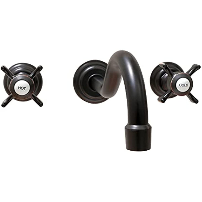 SITGES Antique Wall Faucet,Two Handle Bathroom Sink Wall Mount Faucet with Rough in Valve Included,Oil Rubbed Bronze