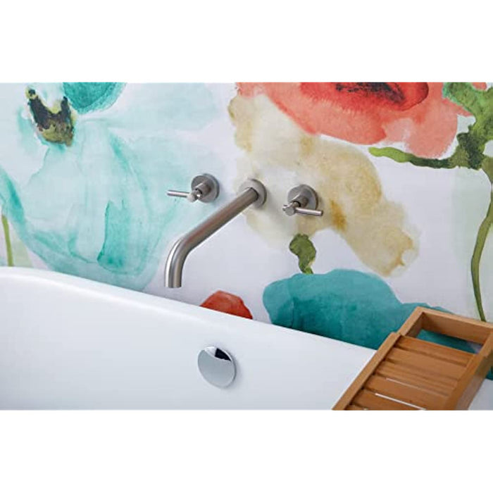 Wall Mount Tub Filler,Two Handle Bathtub Faucet, Extra Long Spout Reach with High Water Flow, Brass Rough in Valve Included,Matte Brushed Nickel