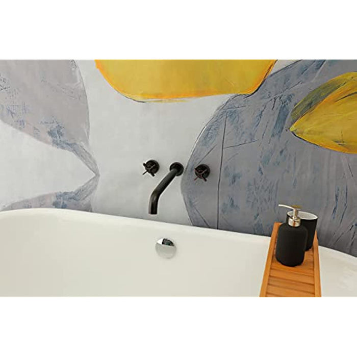 Wall Mount Tub Filler,Two Cross Handle Bathtub Faucet,Extra Long Spout Reach with High Water Flow,Brass Rough in Valve Included,Oil Rubbed Bronze