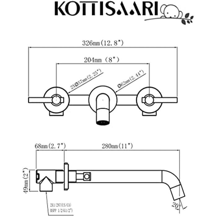 Wall Mount Tub Filler，Two Handle Bathtub Faucet, Extra Long Spout Reach with High Water Flow, Brass Rough in Valve Included, Oil Rubbed Bronze