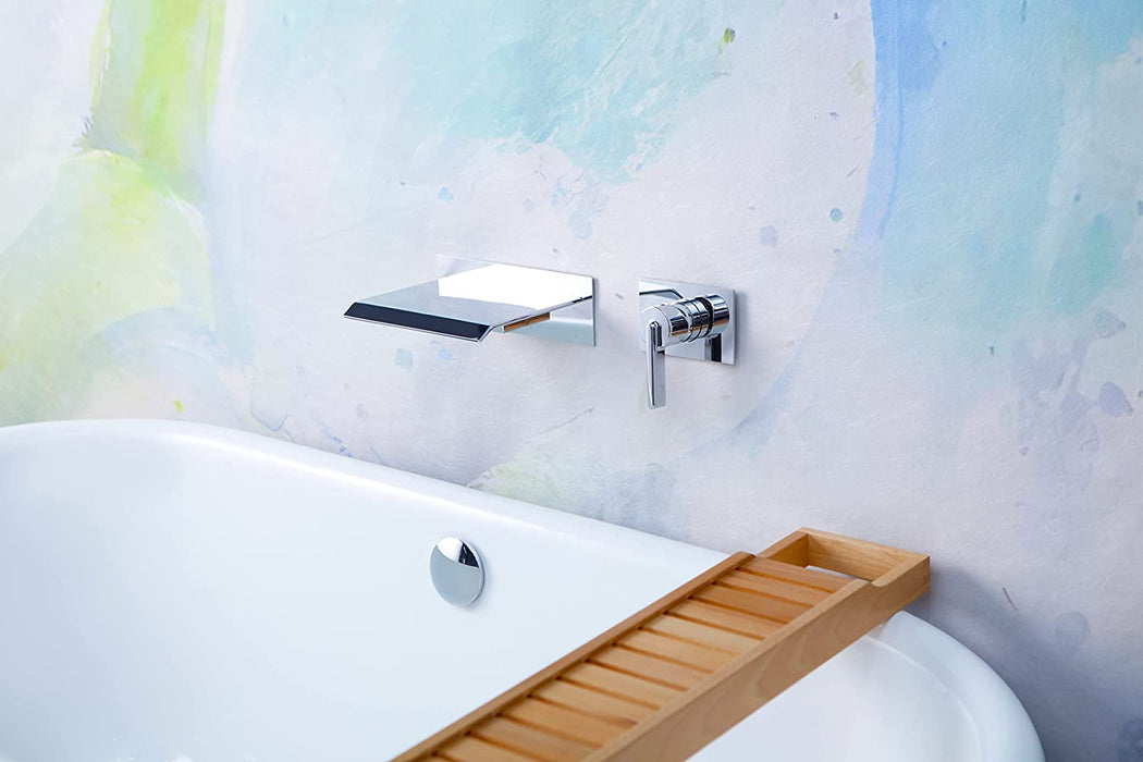 SITGES High Flow Wall Mount Tub Filler, Single Lever Handle Control with Large Waterfall Tub Spout, Pressure Balance Rough in Valved Included, cUPC Certificated, Chrome